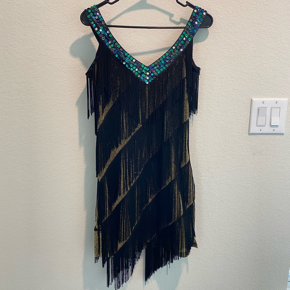 Beautiful black/gold fringe dress